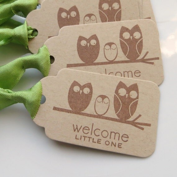 Owl Baby Shower Tags Welcome Little One - Set of 6 - Baby Shower Favor Tags Owl Favor Tags Il_570xn
