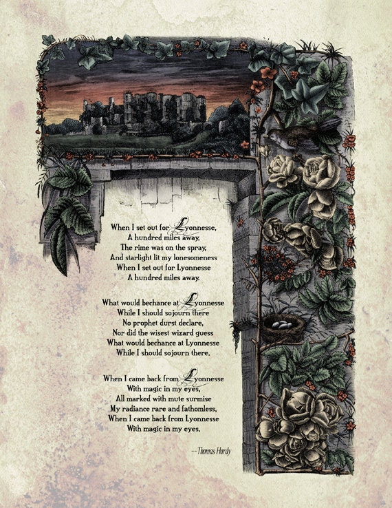 Thomas Hardy - Victorian Art Reproduction Print - 19th Century Poetry Art - Magical Lyonnesse Poem - Arthurian Legend - Medieval Castle Art