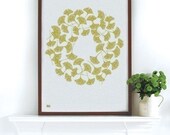 Ginkgo in yellow moss - decorative screen print