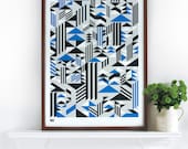 Higher in Cobalt Blue - decorative screen print
