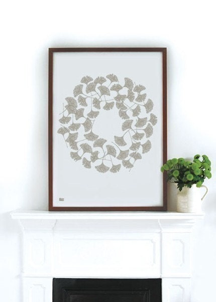 Ginkgo in Warm Stone - decorative screen print