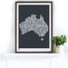 Australia Type Map in Sheer Slate - decorative screen print
