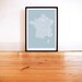 France Type Map in Duck Egg Blue - Decorative Screen Print