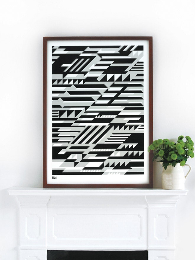 Faster in Monochrome - Decorative Screen Print