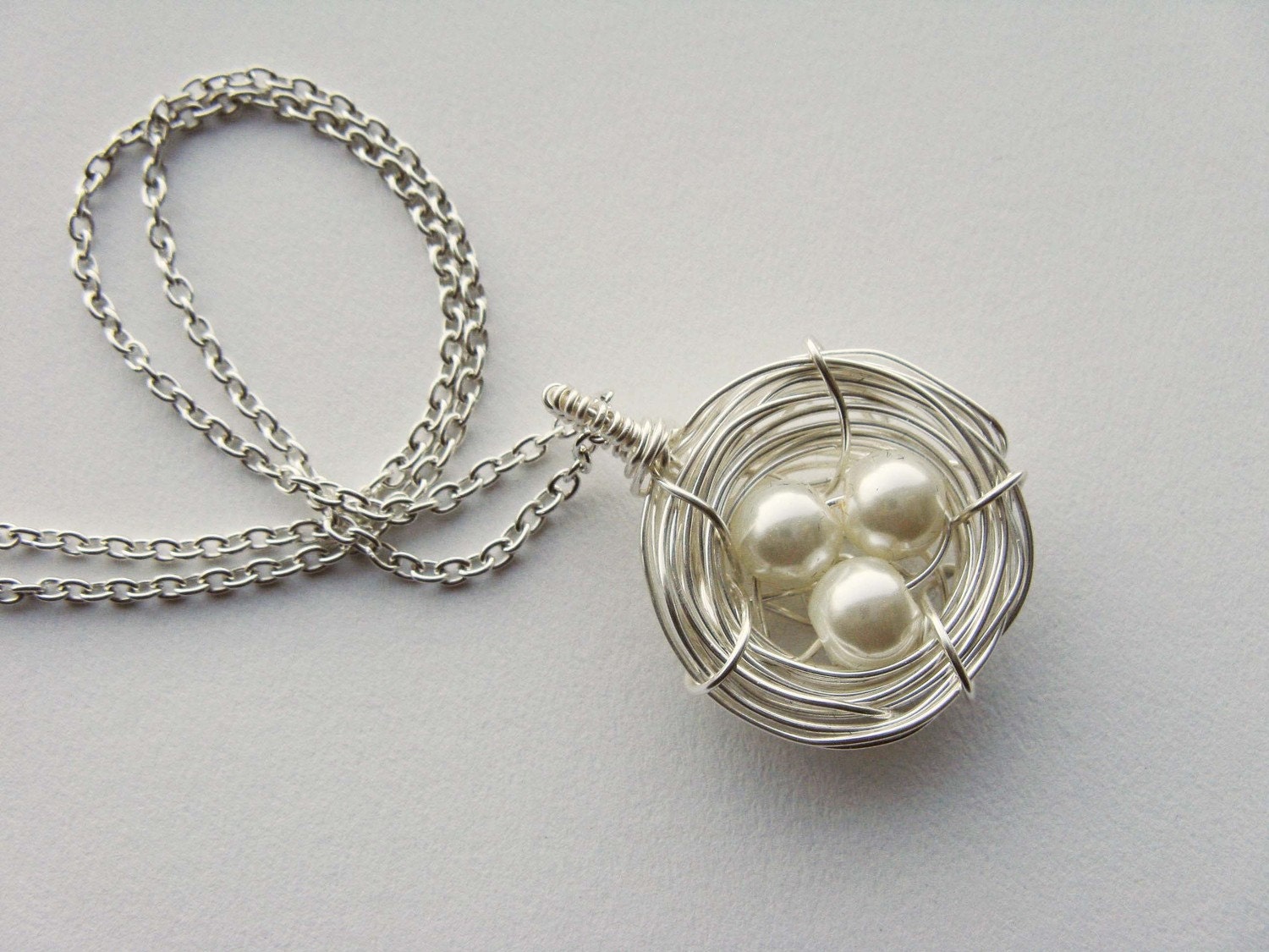 Wire wrapped bird's nest necklace - nest necklace