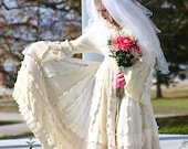 Custom Couture Bridal Wedding Coat- Upcycled Sweater Coat with a Medieval Liripipe Hood and Bell Sleeves by SnugglePants
