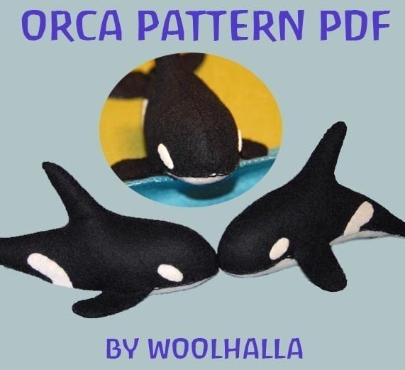 Felt Orca/ Killer Whale Pattern PDF, ocean, seaside, felt toy, decoration, Waldorf pattern, Instant Download