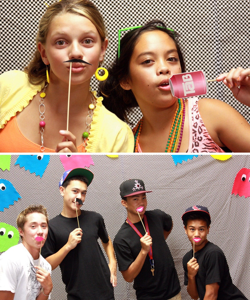 80s Printable PHOTOBOOTH PROPS - EDITABLE Text Instant Download Il_570xn