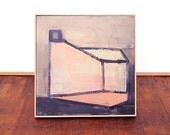 Original Painting, Modern House, Contemporary Art, Abstract Pink, 16x16, Free US Shipping