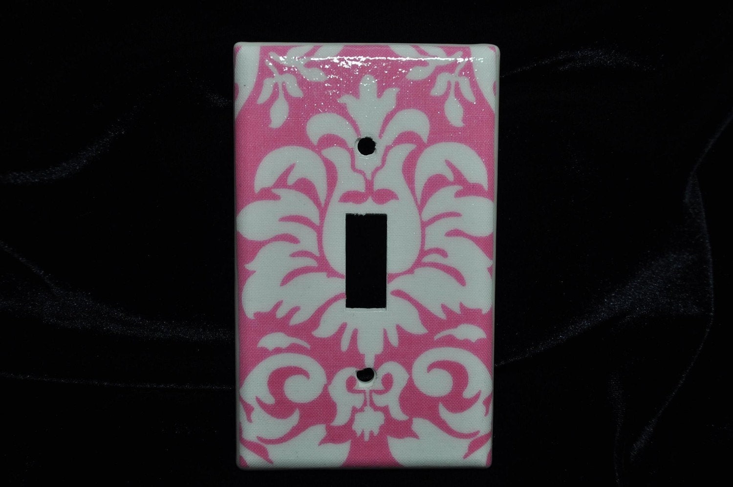 Damask Light Switch Plate Covers Pink and White Single toggle (STANDARD SIZE)