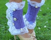 Lacy Leg Warmers - Lavender Purple Fantasy Spats