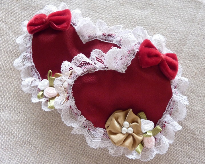 Red Valentine's Day Heart Cuffs by Mademoiselle Mermaid