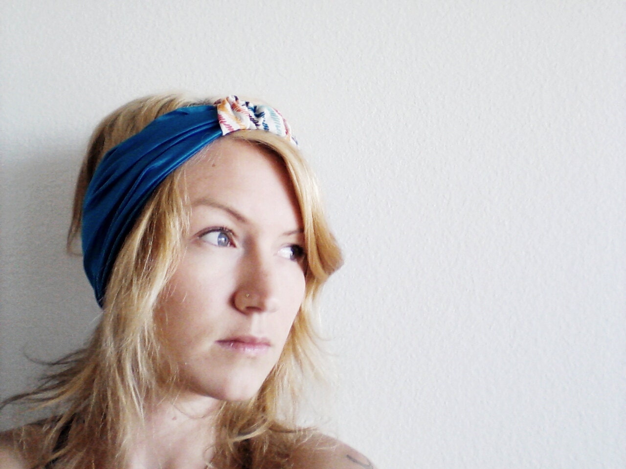 The Boho Turban Headband- In Bright Peacock Blue