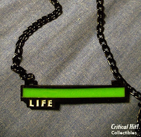 Glowing Life Bar Necklace - video game jewelry nerd gifts health bar zelda skyrim jewelry