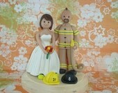 Personalized Bride & Groom Firefighter Wedding Cake Topper