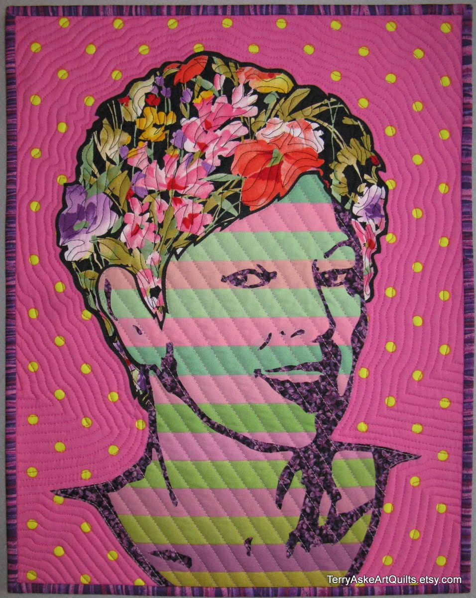 Art Quilt Portrait - "Flowers in Her Hair"
