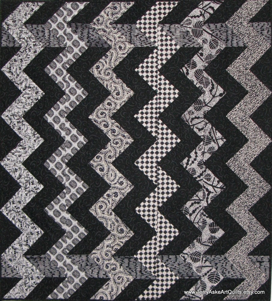 Art Quilt Wall Hanging Black and White by TerryAskeArtQuilts