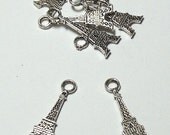 5 Pcs Antique Silver Flat Eiffel Tower Charm Pendants
