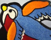 OOAK Needle Felted Plush - Hanging Flash Tattoo Sparrow