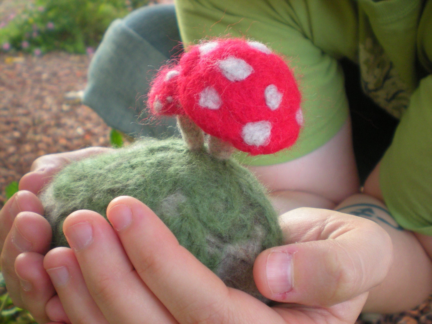 Felted toadstool paperweight