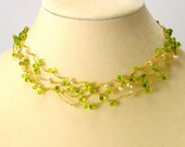 Mistletoe Floating Necklace - Winter White Pearl Berry Vine Gold Wrap Around Necklace - 74-inch - Christmas Holiday Bridal - Winter Wedding