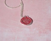 Wax seal pendant metalic Garnet. You choose the initial A-Z Comes