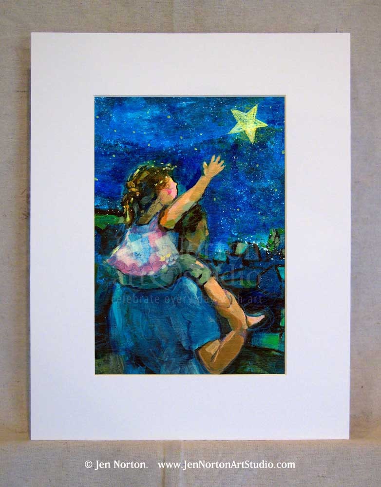 Father and Daughter "Reach for the Stars" Matted Print, 11 x 14"