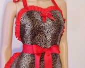 SALE, Leopard Apron Sweetheart, Any Color Trim