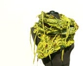 Chunky felted scarf felted fish net art scarf Green Olive