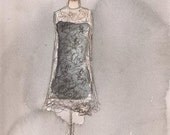 Vintage Dress Art Painting - Print - Watercolor and Charcoal - Vintage Olivia Dress - 8x10 - Lauren Maurer Artworks on Etsy