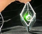 3D Beveled Glass suncatcher Hanging with crystal ball prism  inside