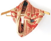 Going Hunting - Red and Camel - modern  jersey hand printed circle scarf - by Bark Decor
