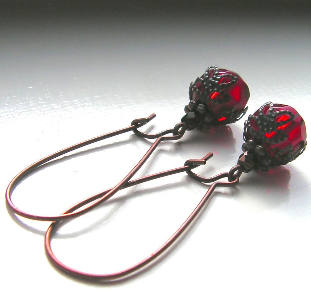 Vintage Ruby Drop Earrings