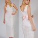 Vintage LACE Maxi Dress w/ Pink Satin BOW Rockabilly Wiggle Party Dress