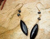 Earrings  Black Onyx   "Stroke of Midnight"