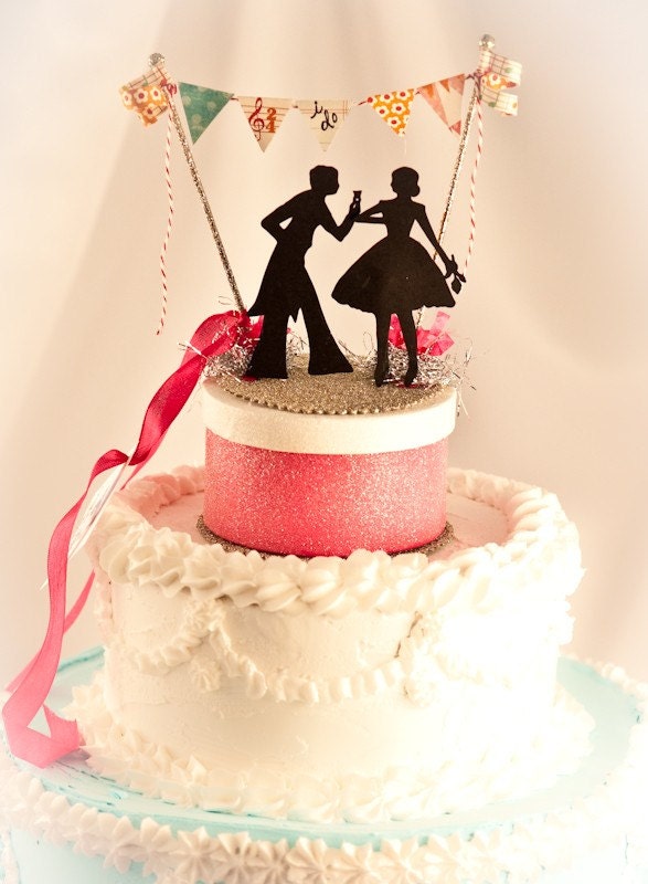 i do Bunting Silhouette Wedding Topper
