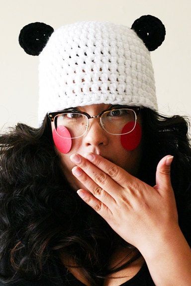 PANDA Bear Hat - black and white issaino