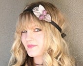 headband with velvet gray leaves and berries, headbands for women