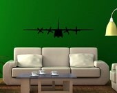 C130 Airplane/Large Vinyl Wall Art Graphic-CHOOSE ANY COLOR