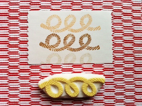 sewing thread hand carved rubber stamp. handmade rubber stamp.
