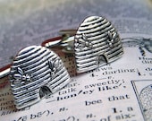 Beehive Cufflinks Silver Plated Miniatures With Tiny Bees Men's Cufflinks Silver Cufflinks