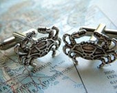 Crab Cufflinks Silver Plated Nautical Tiny Size Popular Men's Cuff Links Accessories & Gifts Victorian Vintage Inspired