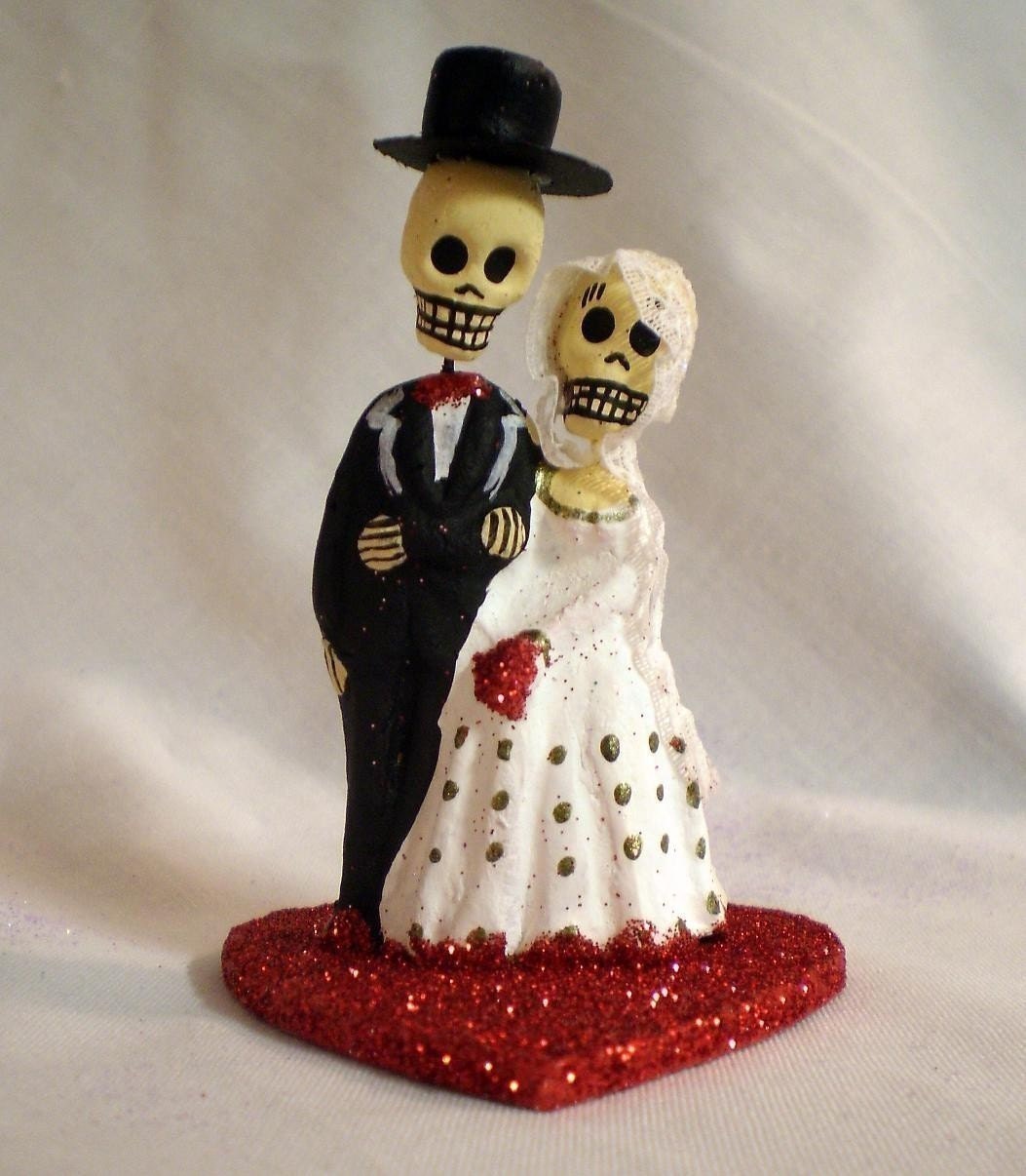 Red Dia De Los Muertos Cake Topper - Wedding, Halloween, Dia De Los Muertos, Day of the Dead