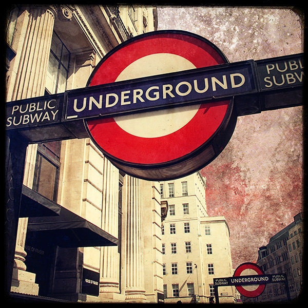 Underground Sign - 8x8 Fine Art Print - London Photography - Etsy Wall Art - TFTeam - London Photograph
