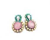 One of a Kind Earrings- Hand Dyed Vintage Crystal Bubbles- Chelsea