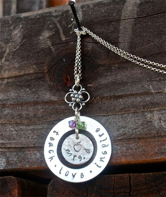 Personalized Teacher Necklace - Teach, Love, Inspire, Teacher's End of the Year Gift, Teacher Appreciation Gift