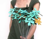 wood flowers - set of EIGHTEEN - choose from aqua, tangerine, red, chartreuse