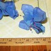 6 Vintage Millinery Flower Blue w/ Pink Stamen Fabric Fascinator Hat Trim