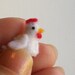 Tiny Chicken -- miniature white hen felt birds pets for terrarium shadow box