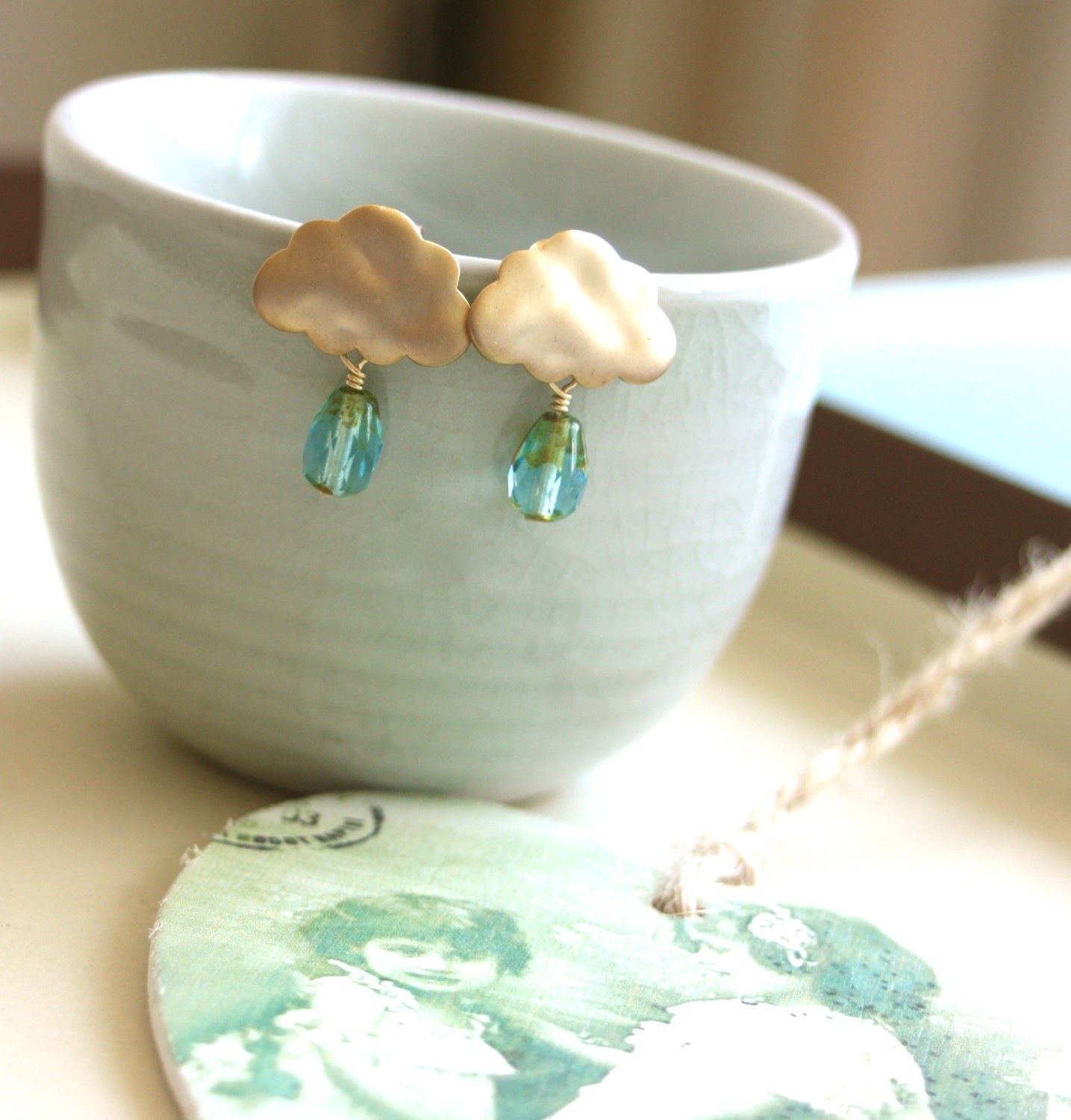 RESERVED FOR TED - A Matte Gold Plated Cloud Earrings. 925 Sterling Silver ear post. Romantic. For Wife. For Sister. Christmas Gift.